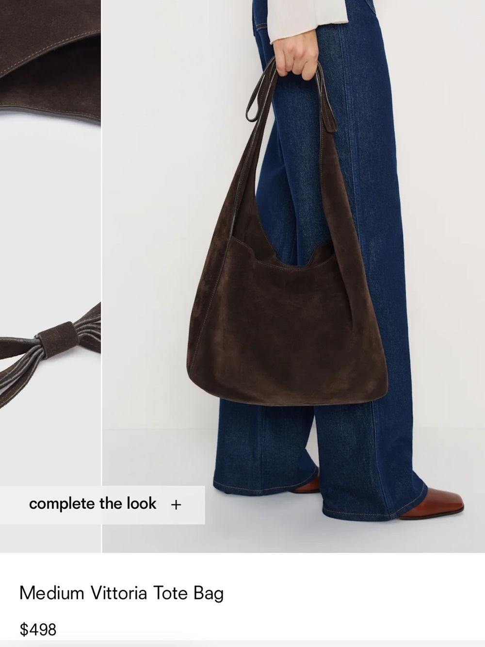 Reformation Dark Brown Suede Shoulder Hobo - Medium Vittoria Tote Bag - Picture 4 of 5